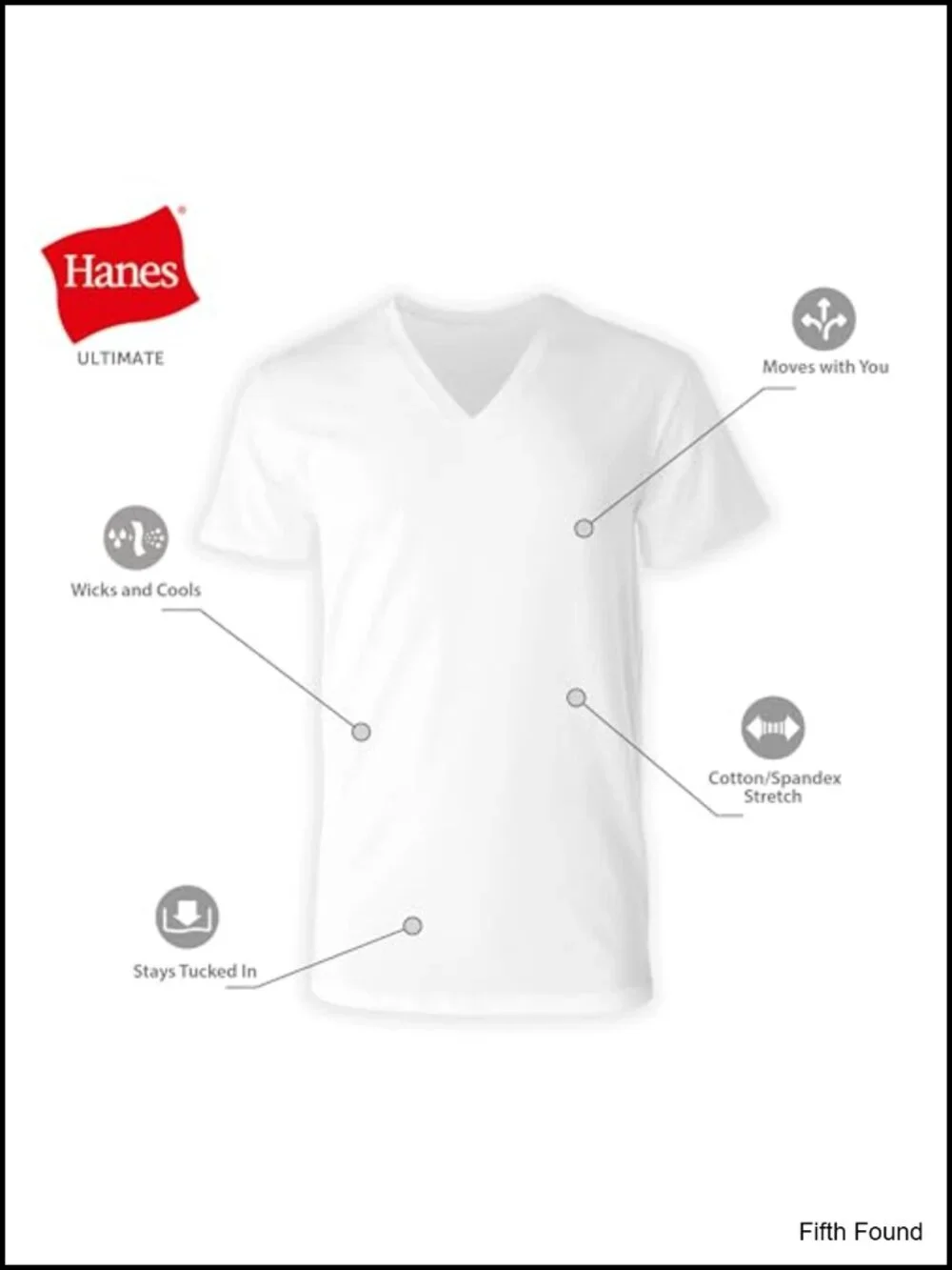 Men's V-Neck Undershirts 3-Pack Stretch Cotton Moisture Wicking
